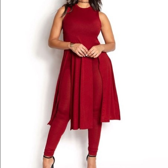 Rebdolls/Zulily Other - Rebdolls Burgundy Side-Slit Tunic & Leggings NWOT